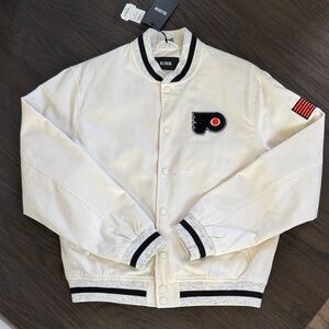 NWT Flyers Off-White Letterman Jacket